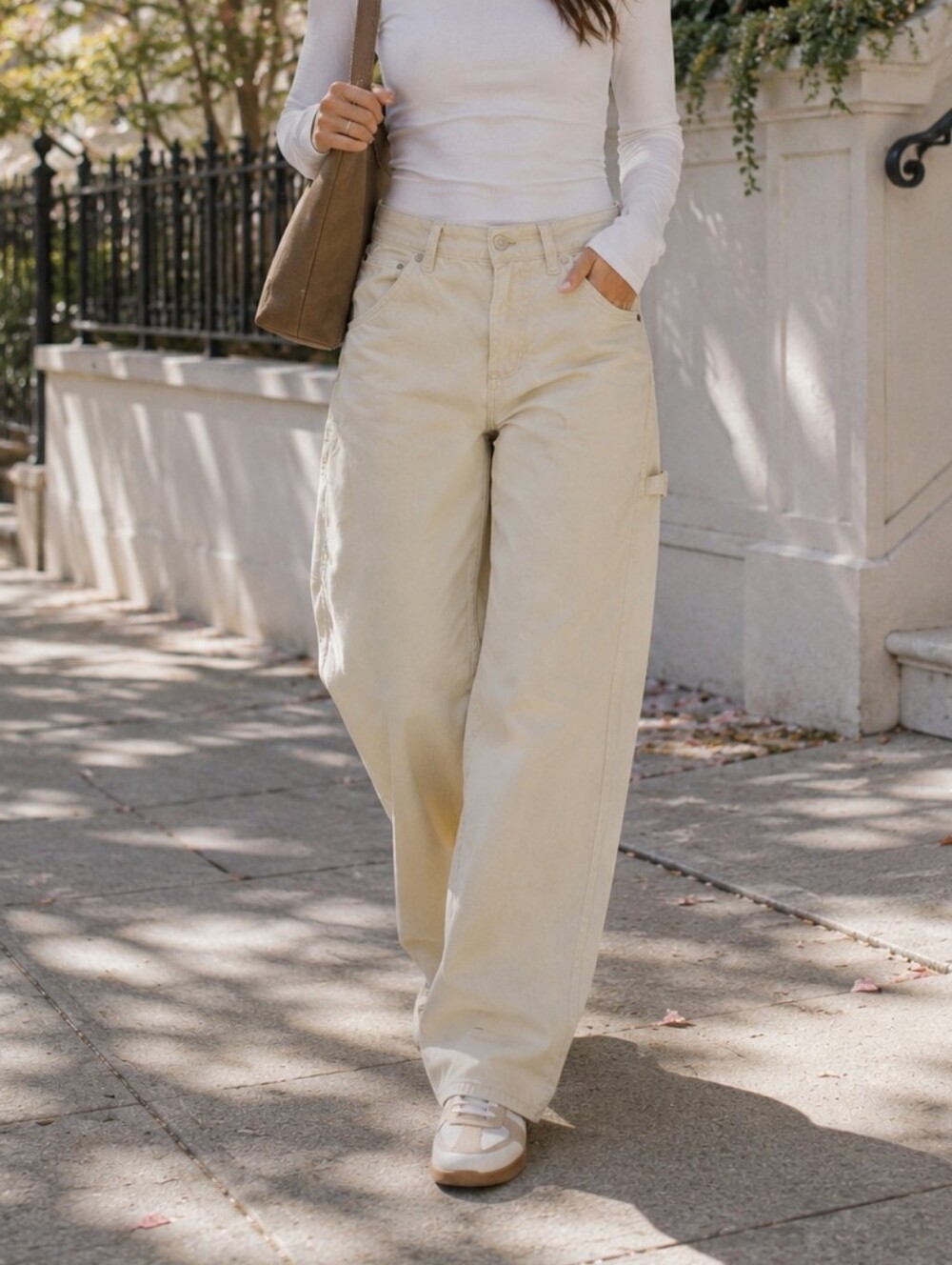 NWT Kuwalla Beige High-Rise Carpenter Twill Pants | Utility Workwear Wide Leg